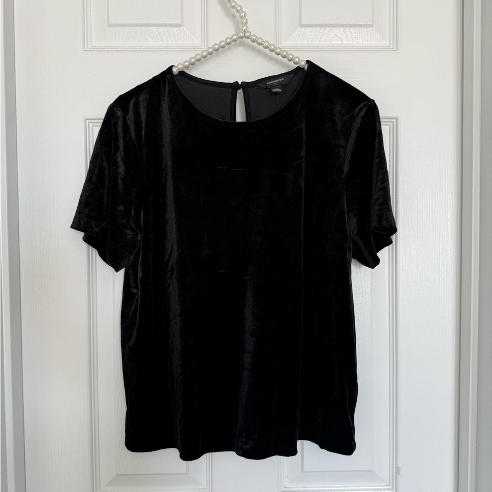 Banana Republic Black Velvet Short Sleeve Top